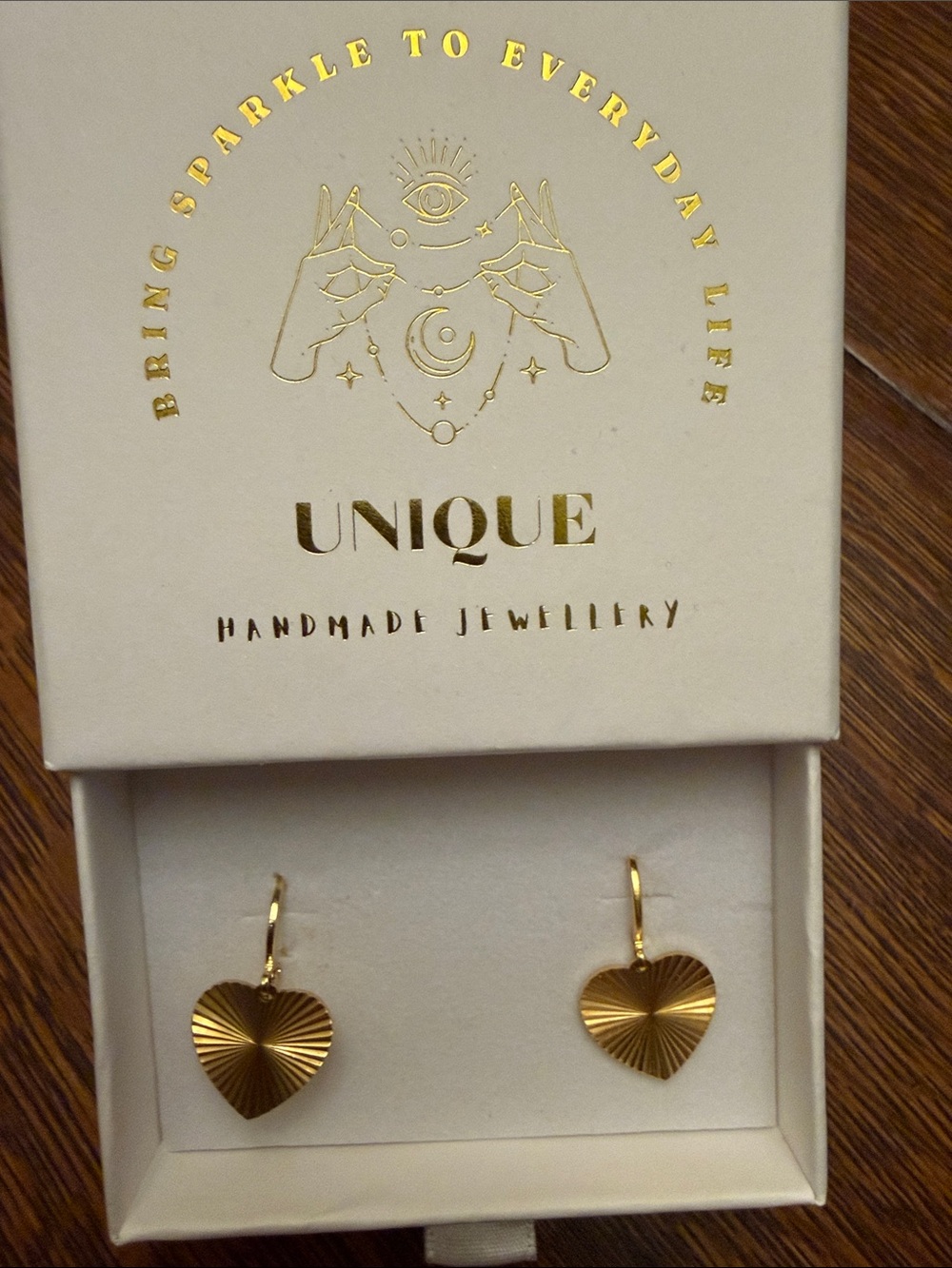 Nique Gold Radiant Heart Drop Earrings